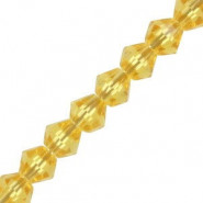 Faceted glass bicone beads 6mm Tranparent champagne gold
